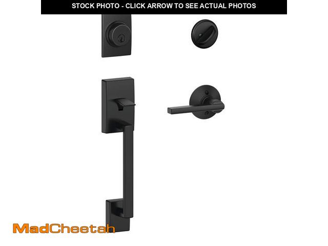 Lot 74-13663180 - Schlage Century Matte Black Single Cylinder Door Handleset with Latitude Handle - UNUSED