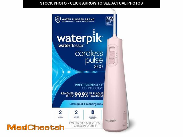 Lot 74-14482523 - Waterpik Cordless Pulse 3100 Portable Water Flosser, Rechargeable, Pink - UNUSED
