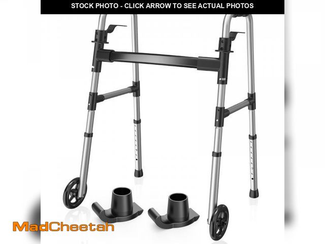 Lot 74-12438909 - Loyoda Folding Walker with 2 Skis and 5" Wheels, Lightweight Walkers for Seniors and Adults, Support...