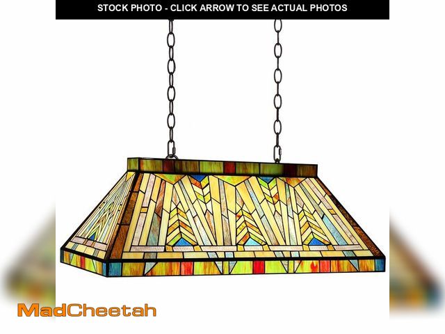 Lot 74-13791723 - Capulina Tiffany Lamp Stained Glass Pool Table Lights 3-Light 28 Inches Wide Vintage Style Billiards...