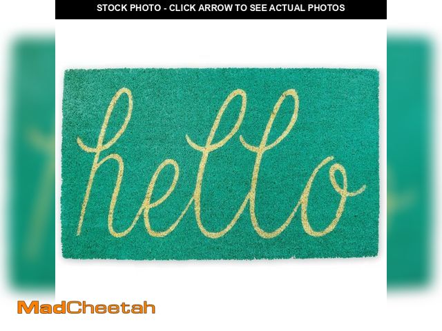 Lot 74-12761767 - DII Hello Coir Fiber Doormat Non-Slip Durable Outdoor/Indoor, Pet Friendly, 18x30, Aqua - UNUSED
