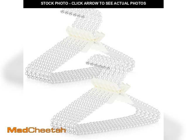 Lot 74-13575358 - Threan White12 Pcs Pearl Beaded Clothes Hanger Mini Pearl Beads Small Metal Clothes Hangers with Rib...