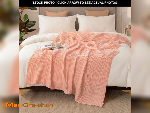 Lot 74-12325883 - EMME Cotton Blanket Queen Size for Bed Soft Large Muslin Bed Blankets 90"x90" Lightweight Breathable...