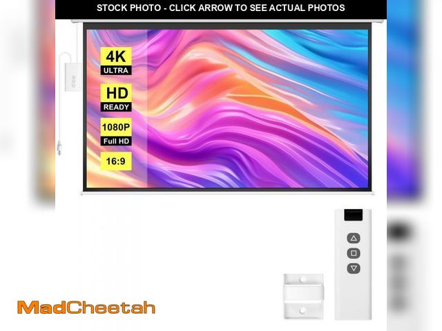 Lot 74-12539031 - VIVOHOME Motorized Projector Screen with Remote, 16:9 84 Inch Auto Electric Projection Screen, HD 4K...