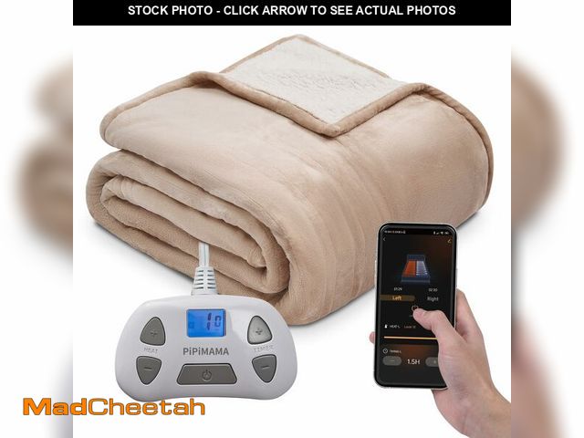 Lot 74-12682221 - PiPiMAMA Heated Electric Blanket Queen Size Anti-Static Flannel and Sherpa Single Controller Heating...