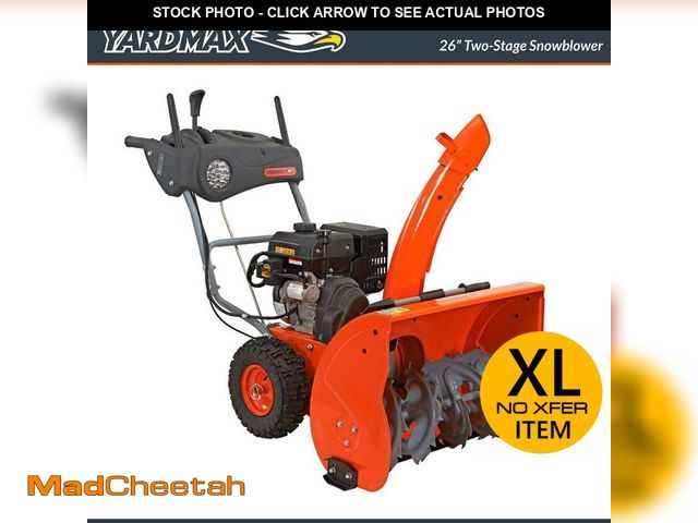 Lot 74-13693549 - YARDMAX 26 in. 212 cc Two-stage Self-propelled Gas Snow Blower with Push-button Electric Start and H...