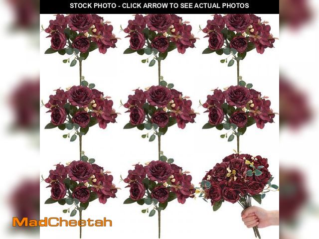 Lot 74-11860908 - Yunsailing 8 Packs Artificial Peony Flowers Faux Silk Hydrangea Bouquet Vintage Wedding Home Table f...