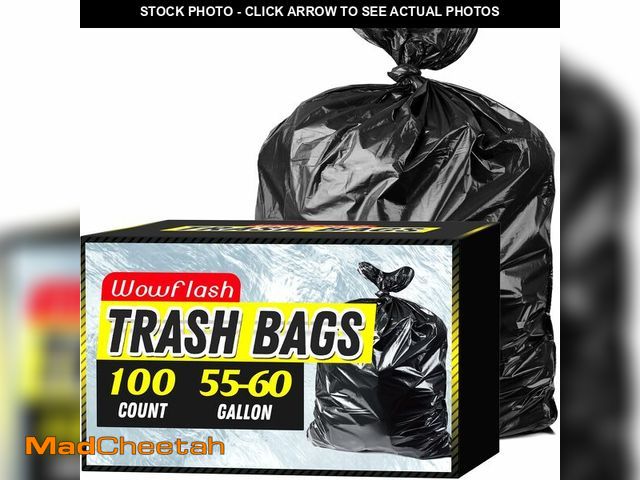 Lot 74-13538935 - 100 Count 55-60 Gallon Trash Bags, Sturdy &amp; Tear-Resistant Commercial Can Liners 55 Gallon, Larg...