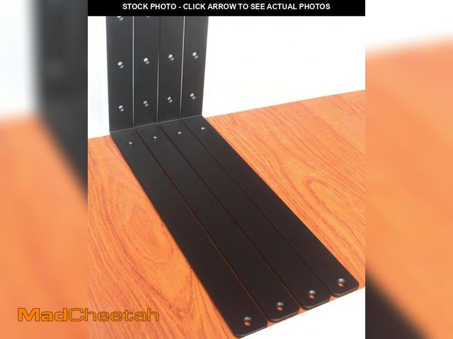 Lot 74-11545571 - 4 Pack - L 16" x H 8" x W1.5, 5mm Thick Black L Shelf Bracket, Iron Shelf Brackets, Metal Shelf Brac...