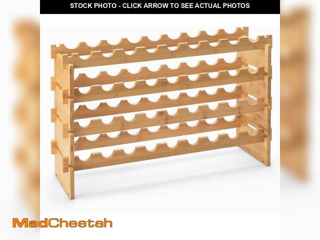 Lot 74-13382177 - Basics Stackable Natural Bamboo Wine Rack, 36 Bottle Capacity - UNUSED