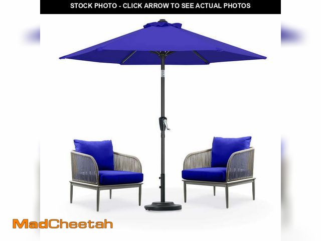 Lot 74-14324453 - MASTERCANOPY 7.5ft Patio Market Umbrella with Tilt and Crank, Blue - UNUSED