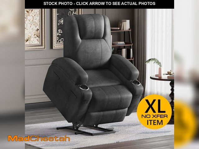 Lot 74-13286323 - Furmax Electric Power Lift Leathaire Recliner Chair with Massage for Bedroom, Black - UNUSED