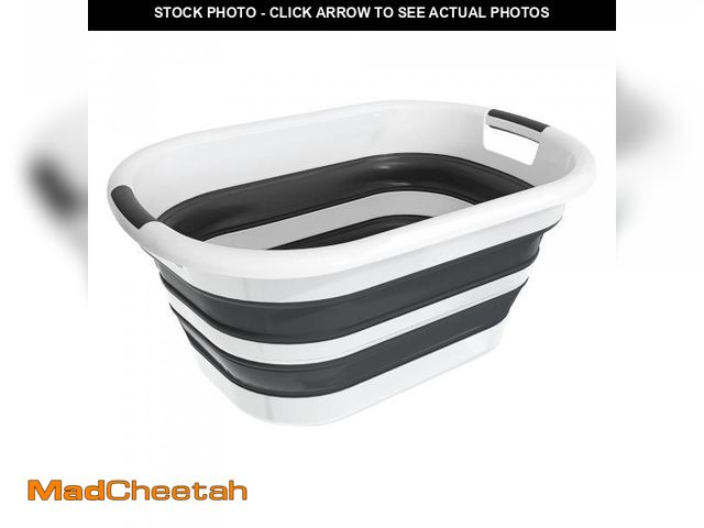 Lot 74-12157773 - 40L Collapsible Plastic Laundry Basket, Foldable Pop Up Storage Container Space Saving Washing Tub O...