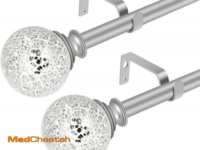 Lot 74-12399310 - SCITOO Window Curtain Rods,3/4 Inch Matte Silver Telescoping Curtain Rods for Windows 28-48 inch 2 p...