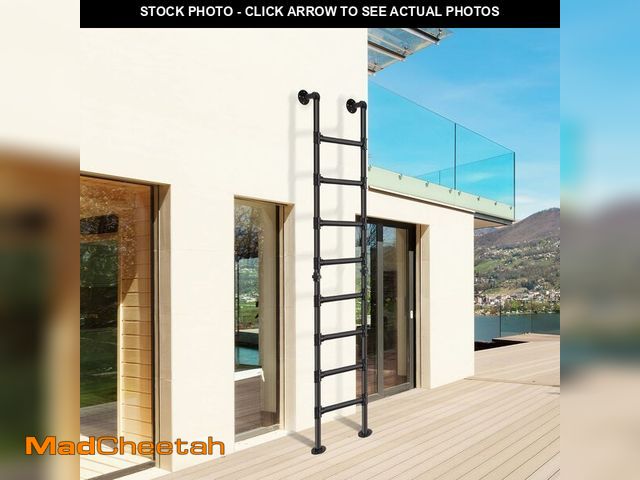 Lot 74-12899163 - 7.9FT/240cm Metal Loft Ladder, 8-Step Wall Floor Mounted Step Ladder for Egress Window Well, 330lbs ...