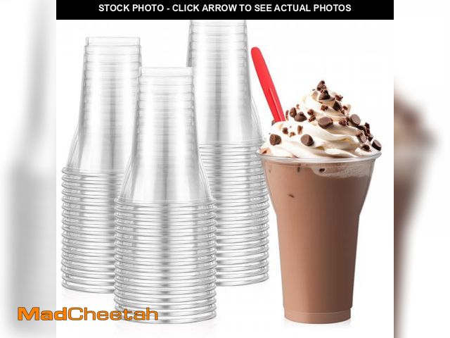 Lot 74-12213346 - Baderke 50 Set Plastic Parfait Cups with Red Classic Dessert Spoons Root Beer Float Cups Disposable ...