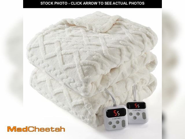 Lot 74-13563788 - CAROMIO Electric Blanket King Size Dual Control - Thick Tufted Sherpa Heated Blanket with 10 Heating...