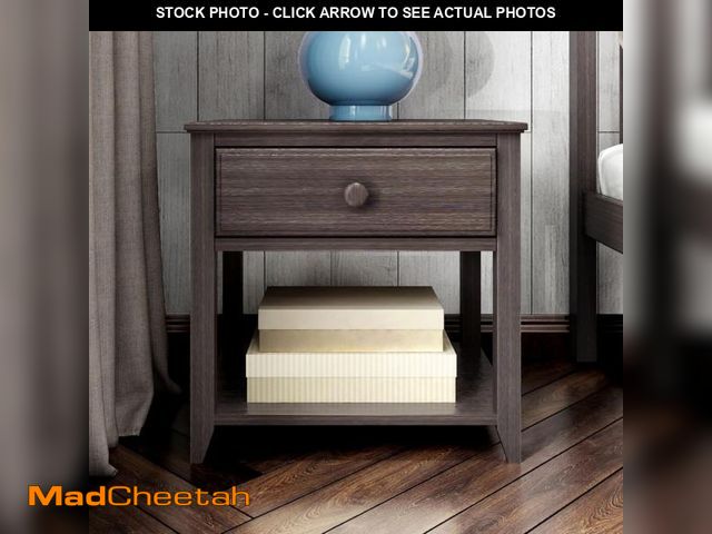 Lot 74-12366169 - Max &amp; Lily Nightstand with Drawer and Shelf, Clay - UNUSED