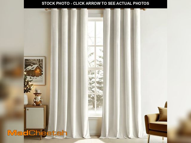 Lot 74-12975376 - MIULEE Velvet Off White Elegant Grommet Curtains - Thermal Insulated Soundproof Room Darkening Black...