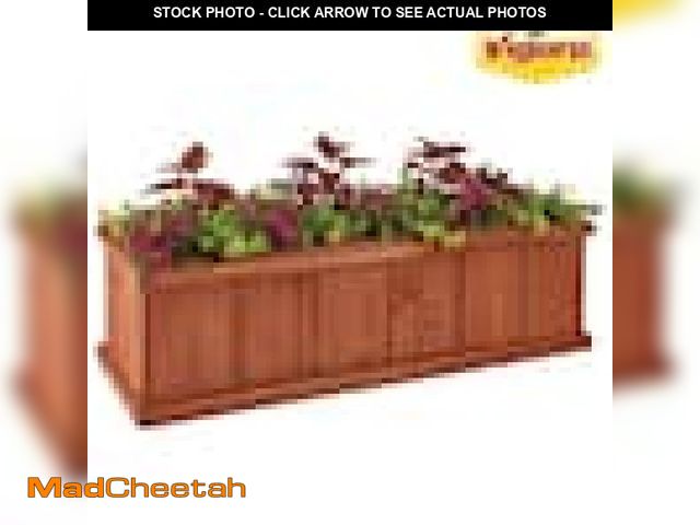 Lot 74-12365656 - Vigoro 39.5 in. Brooklin Stained Brown Wood Planter Box (39.5 in. L x 11.5 in. W x 11.5 in. H) - UNU...