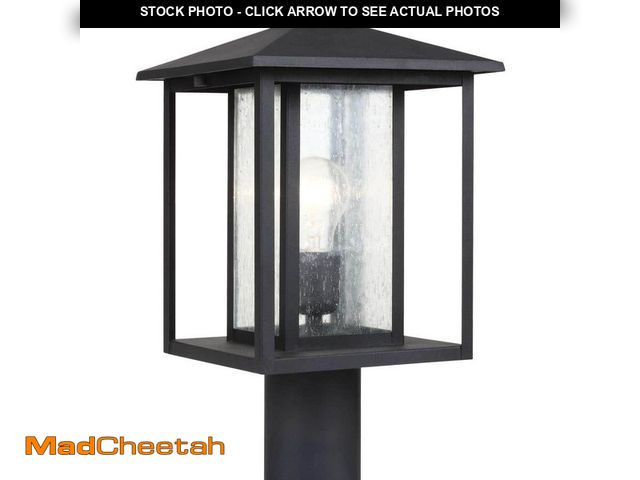Lot 74-14074241 - Generation Lighting Hunnington 9 in. W 1-Light Black Outdoor Post Top with Clear Seeded Glass - UNUS...
