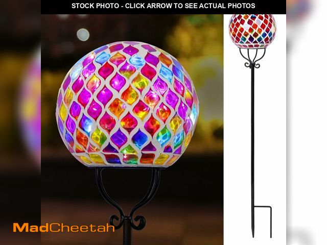 Lot 74-14303512 - VCUTEKA Solar Outdoor Lights Garden Decor Mosaic Solar Garden Lights Waterproof Glass Ball LED Pathw...