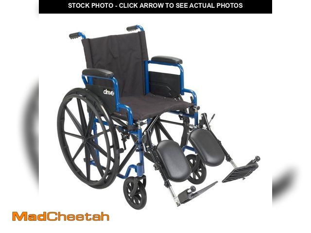Lot 74-14447602 - Drive Medical 20 in. Blue Streak Wheelchair with Flip Back Desk Arms and Elevating Leg Rests bls20fb...