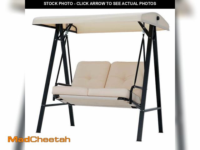 Lot 74-14311341 - AECOJOY 2 Persons Outdoor Patio Canopy Steel Porch Swing Chair-Beige - UNUSED