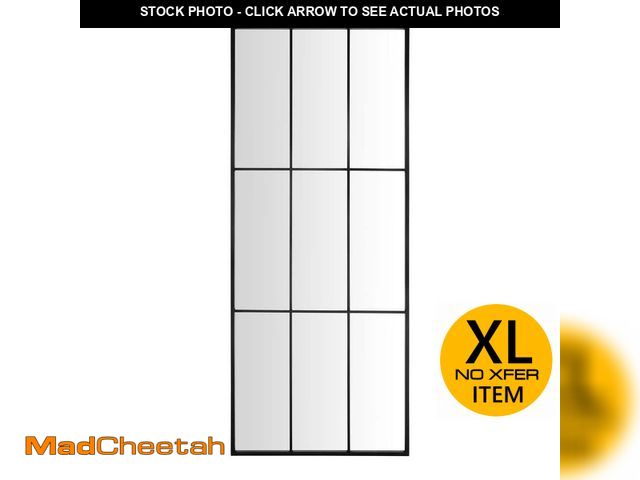 Lot 74-14438535 - Oversized Black Metal Frame Windowpane Classic Floor Mirror 69" x 25" - USED