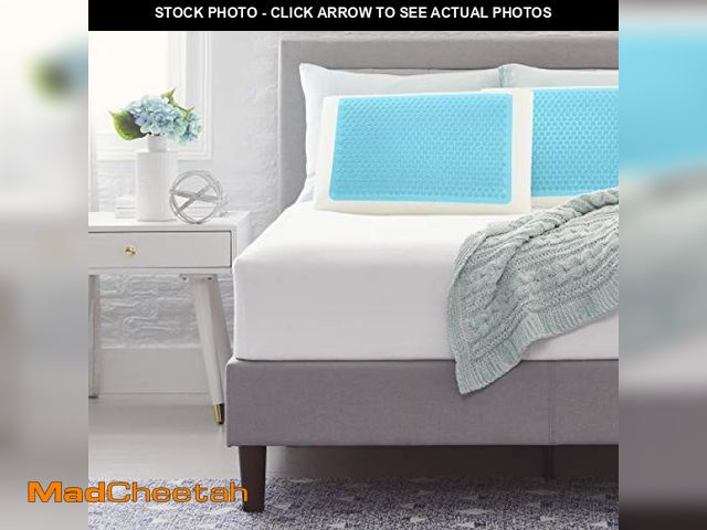 Lot 74-12098111 - Comfort Revolution Blue Bubble Gel + Memory Foam Pillow, Standard (Pack of 1), White - UNUSED