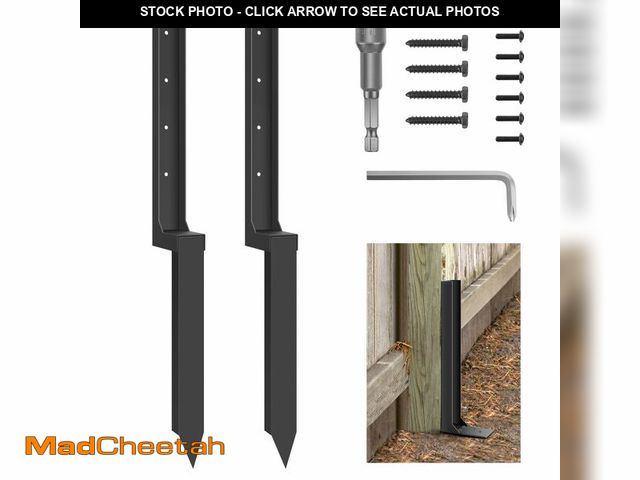 Lot 74-13957937 - ArlinaL Thickened Fence Post Repair Kit, Fence Post Anchor Ground Spike, 2 Pack Heavy Duty Steel Fen...