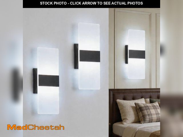Lot 74-14113645 - JUSHENG 1-Light 2-Pack Black Dimmable LED Wall Sconce Modern 6000K Lighting for Bedroom, Bathroom, L...
