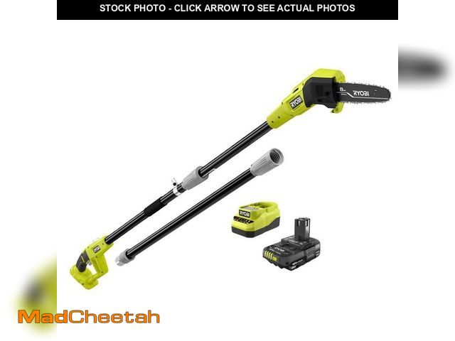 Lot 74-14345394 - (MISSING CHARGER) RYOBI ONE+ 18V 8 in. Cordless Oil-Free Pole Saw with 2.0 Ah Battery - USED