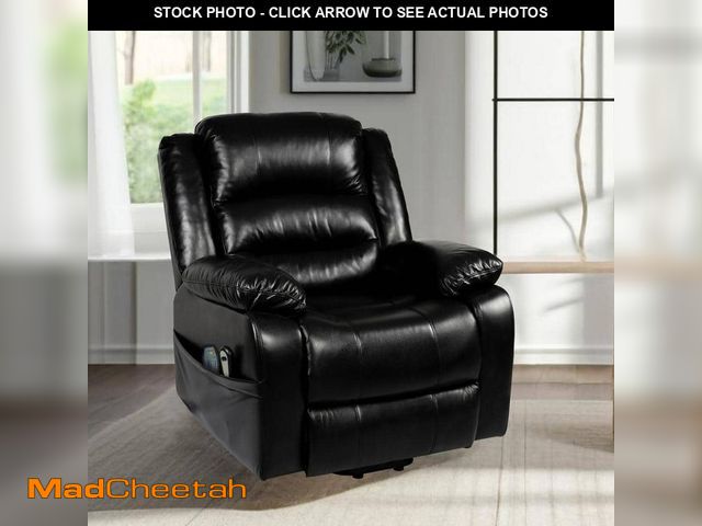 Lot 74-14246035 - MAYKOOSH Black Faux Leather Power Lift Reclining Chair with Massage, Recliner Chair with Remote and ...