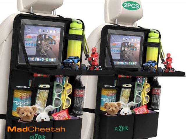 Lot 74-12330613 - Plzpik Car Backseat Organizer with Tablet Holder,11 Storage Pockets with Foldable Food Tray, Protect...