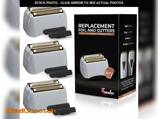 Lot 74-12841127 - FAMELEC Replacement Heads for Andis Shaver Pro-Foil &amp; Lithium - Super Soft Gold Titanium Cutters...