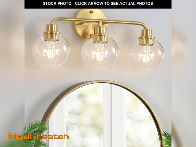 Lot 74-12303902 - Bathroom Light Fixtures Gold Vanity Light 3 Light Wall Sconces Lighting Brushed Brass Lights with Cl...
