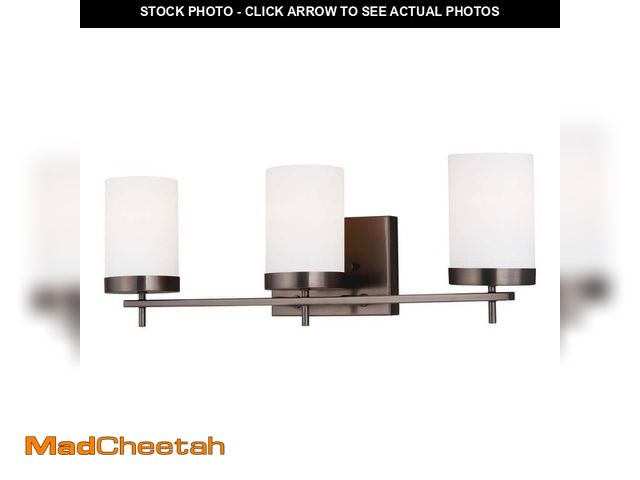 Lot 74-12994304 - Generation Lighting Zire 24 in. W 3-Light Brushed Oil Rubbed Bronze Bathroom Vanity Light with Etche...
