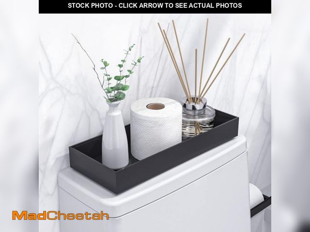 Lot 74-12314160 - Toilet Tank Tray for Modern Black Bathroom Decor Set of 2 Toilet Tank Topper Paper Storage Decorativ...