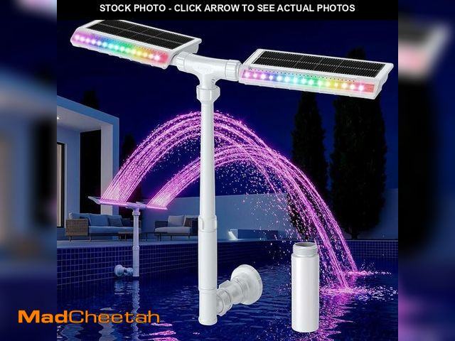 Lot 74-14580346 - Solar Pool Fountain, 22'' Height Dual-Head Adjustable Spray, Auto Dusk Sensor &amp; 6 Timer Option, ...