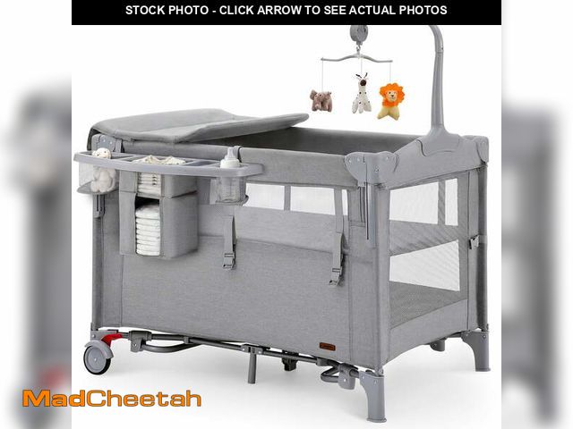 Lot 74-14434544 - HARPPA 5-in-1 Pack and Play with Bassinet &amp; Bedside Sleeper for Newborn, Gray - UNUSED
