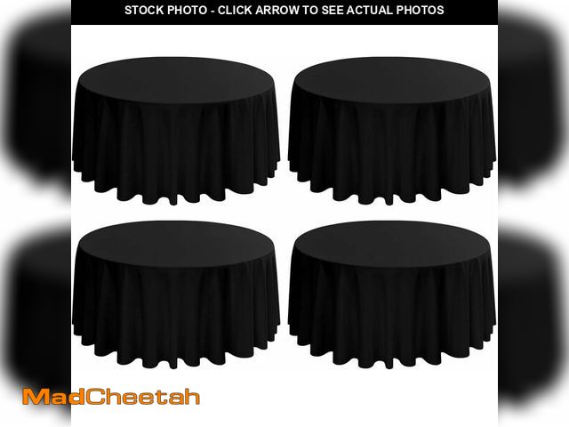 Lot 74-10821943 - (MISSING ONE)  Black Round Tablecloth 120 Inch - Circle Polyester Table Cloth for Round Table, Stain...
