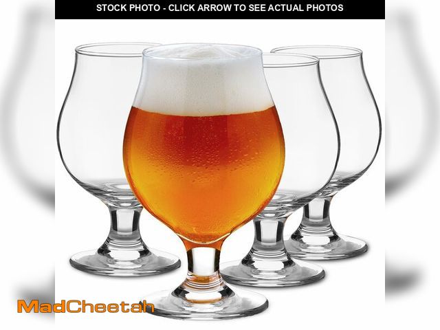 Lot 74-14211247 - Meolibour Beer Glasses Set of 4, 16 OZ Classic Craft Goblet Glasses, Premium Tumbler Set, Pub, Uniqu...