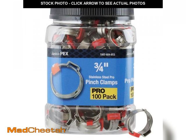 Lot 74-12484285 - Apollo 3/4 in. Stainless Steel PEX-B Barb Pro Pinch Clamp Pro Pack (100-Pack) - UNUSED
