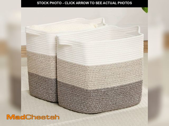 Lot 74-12713992 - laughbird Storage Baskets for Clothes Fabric Cotton Rope Storage Basket with Handles, Decorative Wov...