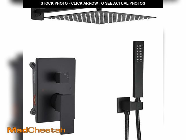 Lot 74-14044987 - annazom Rainfall Shower System Matte Black Shower Faucet Set with High Pressure 12inch Shower Head H...