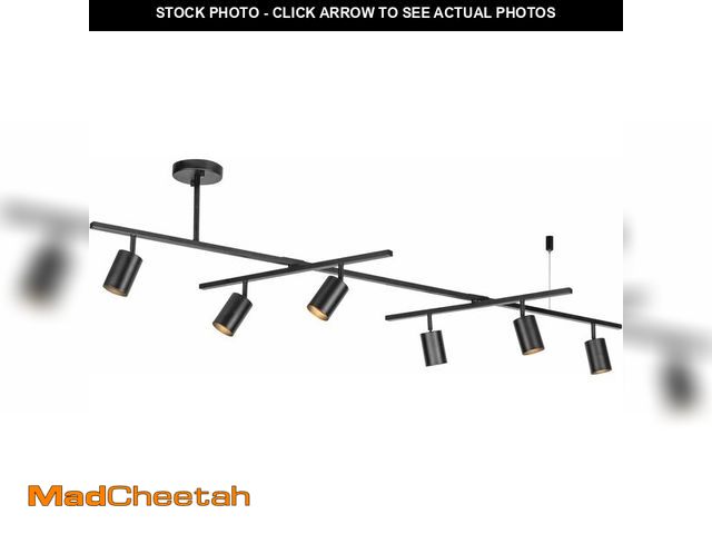 Lot 74-14067310 - Globe Electric 59829 64" 6-Light Track Lighting, Matte Black Finish, Center Swivel Bar, Adjustable H...