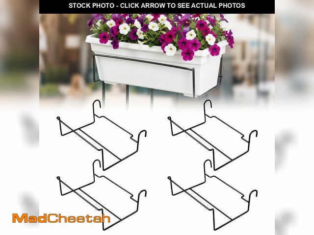Lot 74-14044392 - 4 Pack Railing Flower Planter Box Holder Window Planter Box Brackets Planters Railing Bracket Hangin...