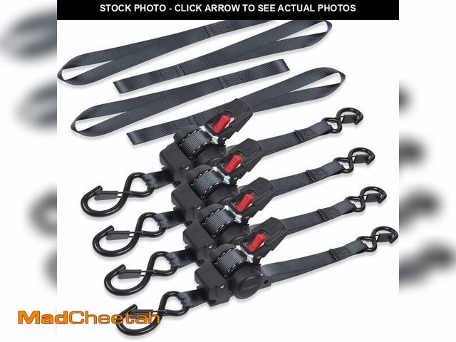 Lot 74-14473293 - Ayaport Retractable Ratchet Straps 1in X 12ft(4PK)-1500lb Break Strength - USED