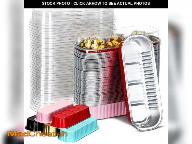 Lot 74-12120019 - Qunclay 200 Pcs Aluminum Foil Mini Loaf Pans with Lids 6.8 oz Disposable Mini Cake Pan with Lid Rect...